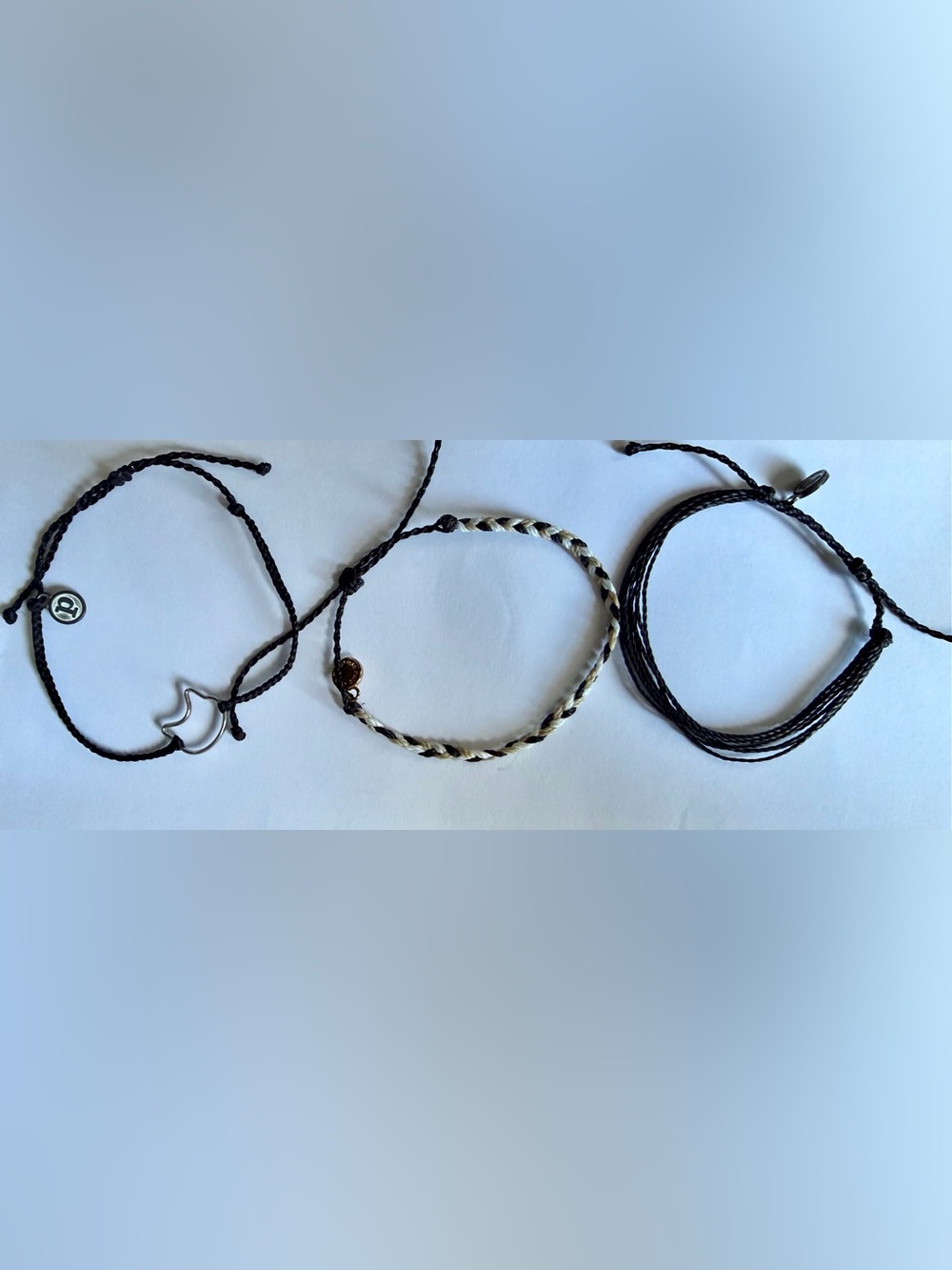 Pura Vida Black & White Braided Adjustable Bracelet Set